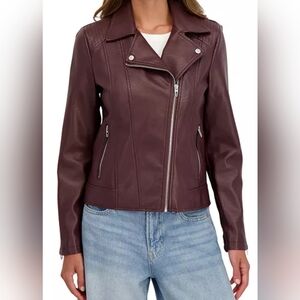 Women's Burgundy Leather Jacket